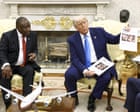 Trump ambushes South African president with video and false claims of anti-white racism