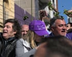 Argentina’s president Milei pelted with rocks on campaign trail amid corruption scandal linked to sister