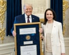María Corina Machado presents Trump with her Nobel peace prize medal